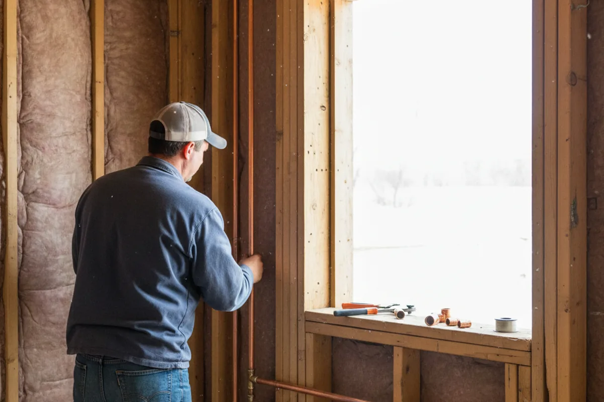 Licensed plumber running new copper supply lines in a Morrisonville home
