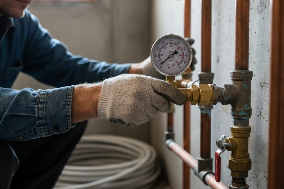 Pressure testing a repaired line during Water Line Repair in Morrisonville